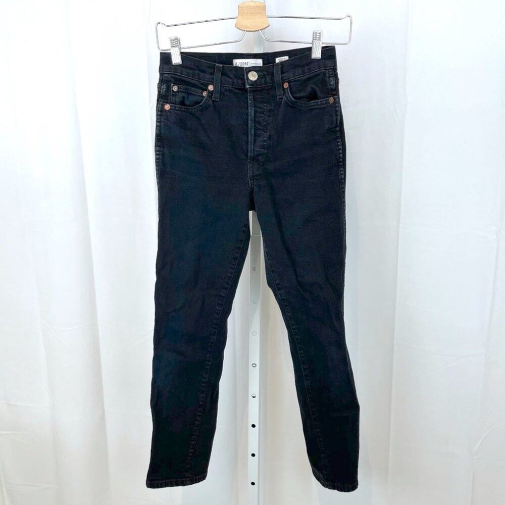 RE/DONE Originals Size 25 Double Needle Crop Jeans Button Fly Black